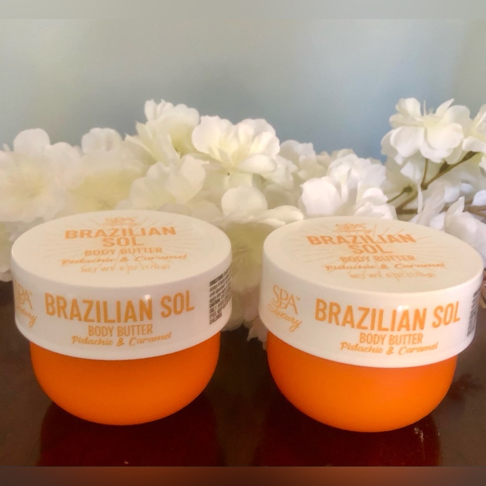 🌈🌝(2) New Spa Luxury Brazilian SOL Pistachio & Caramel 6oz. Body Butter (Sealed)